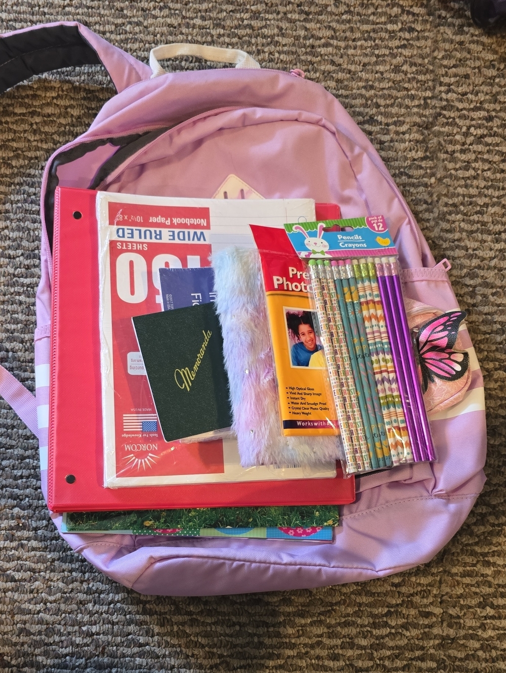 School Package adidas  Kids Backpack with Butterfly Accent  Supplies Included